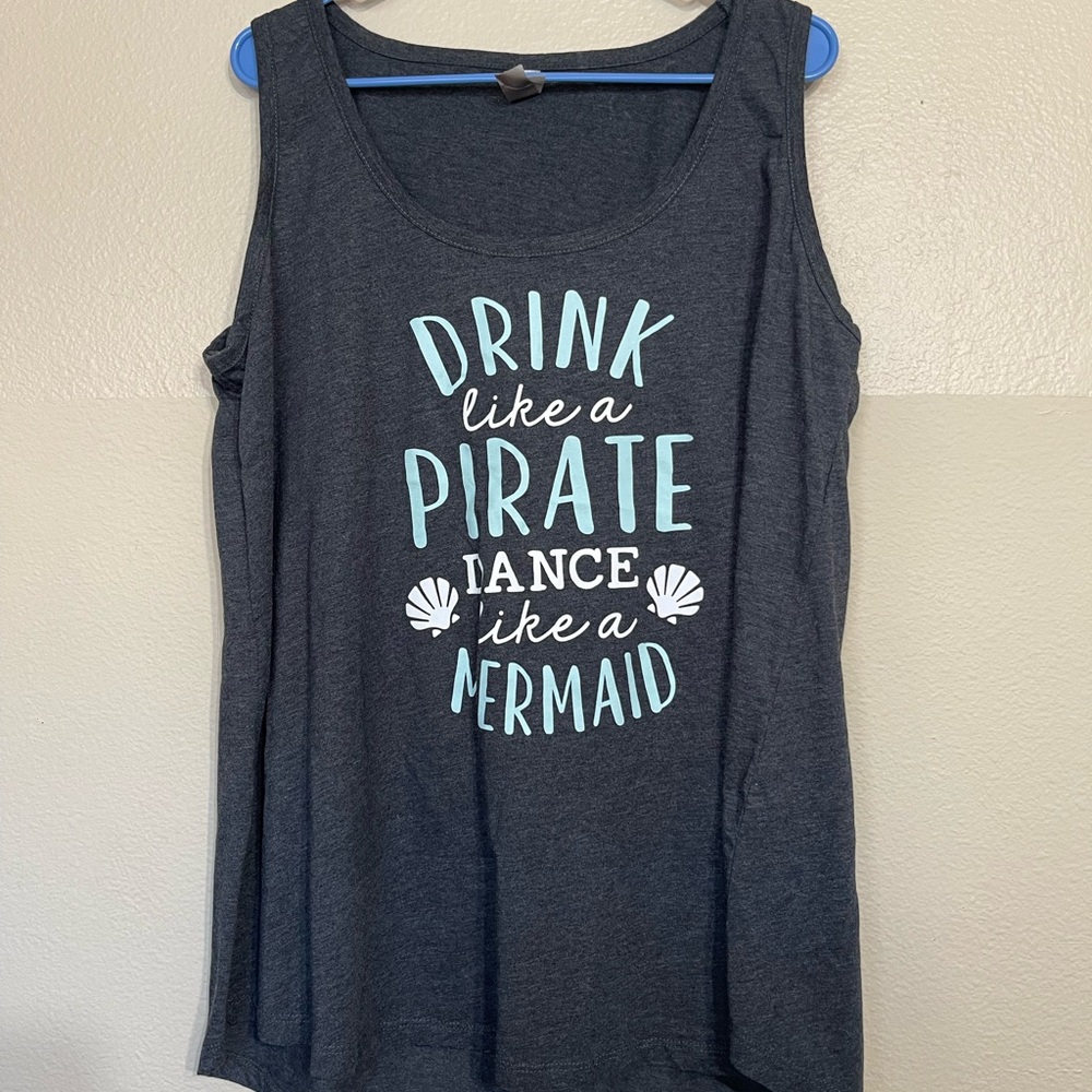 Gray Tank Top with Mermaid Graphic
